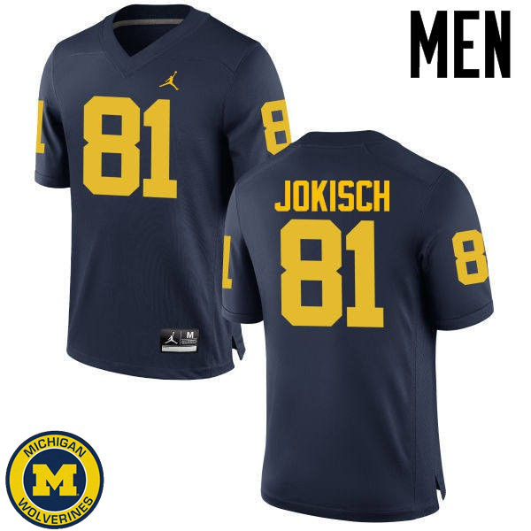 Men Michigan Wolverines #81 Dan Jokisch Navy High School Jersey